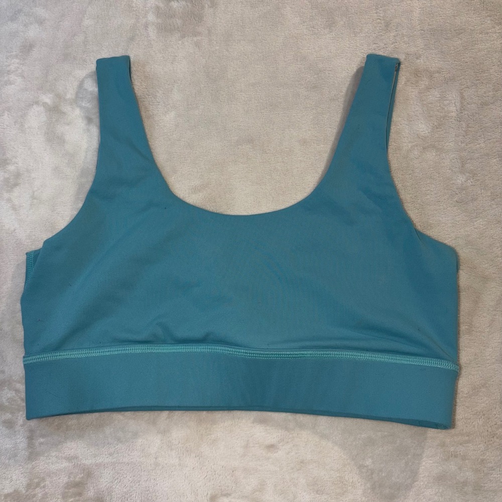 Fit Track Women‎ XL Teal Blue Scoop Neck Athletic Sports Bra FT Logo